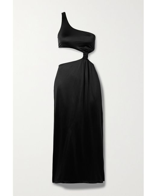 Robe Midi Asymétrique En Jersey Stretch À Découpe Belize Versace en coloris Black