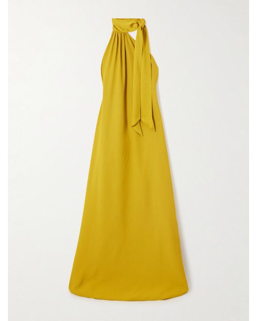 Taller Marmo Yellow Asymmetrische Robe Aus Strukturiertem Cady Mit Raffungen Und Schluppe