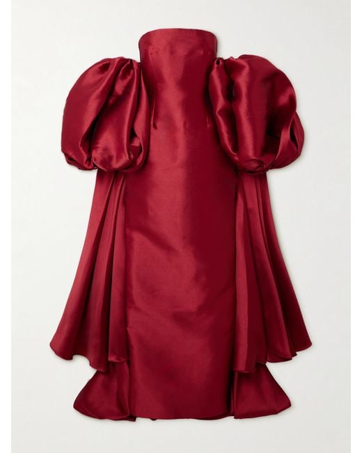 Solace London Red Lea Trägerlose Robe Aus Glänzendem Twill