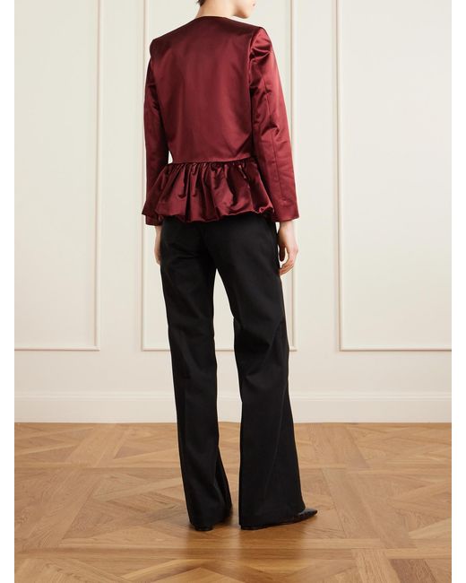 LIBEROWE Red Cotton-Blend Duchesse-Satin Peplum Blazer
