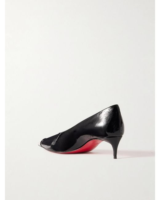 Christian Louboutin Black Katissima 45 Embellished Patent-Leather Point-Toe Pumps