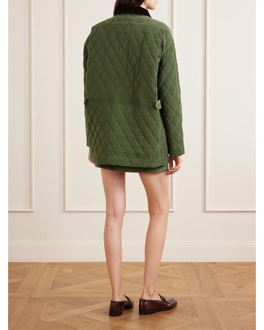 Blazé Milano Green Clelia Matellassé Cotton-Corduroy Jacket