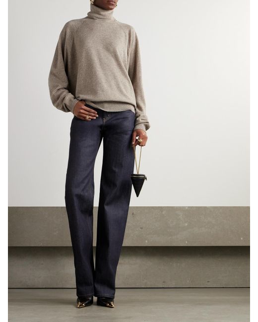 Saint Laurent Natural Cashmere Turtleneck Sweater