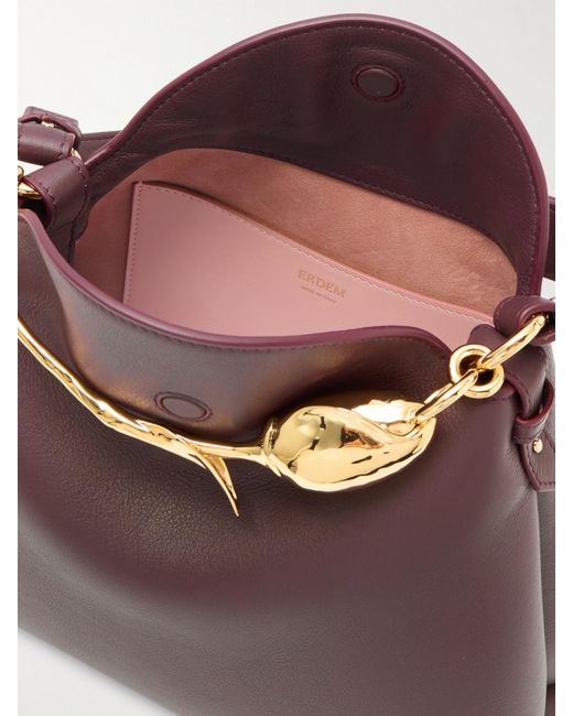Erdem Purple Bloom Große Schultertasche Aus Strukturiertem Leder Mit Verzierung