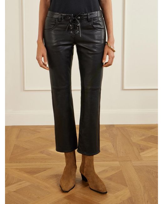 Isabel Marant Black Vanel Verkürzte Hose Mit Schmalem Bein Aus Leder Mit Schnürung