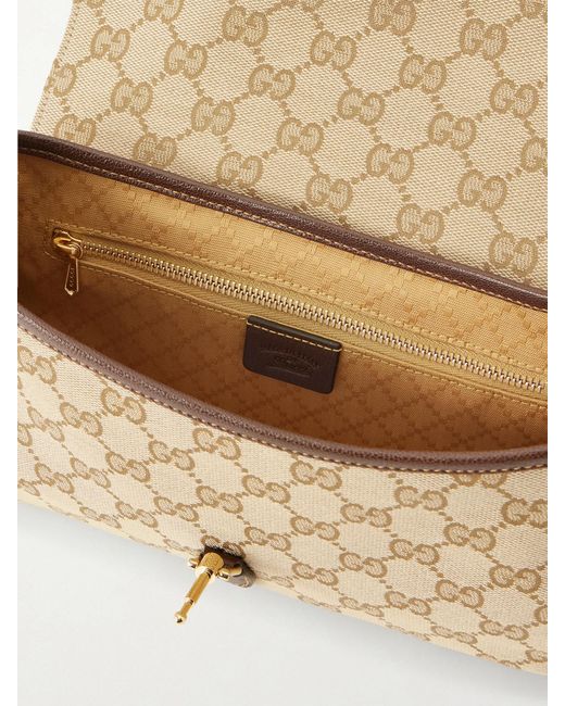 Gucci Natural Aperitivo Leather-Trimmed Canvas-Jacquard Shoulder Bag
