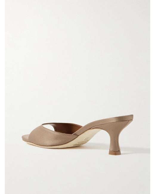 Staud Natural Brigitte Satin Mules