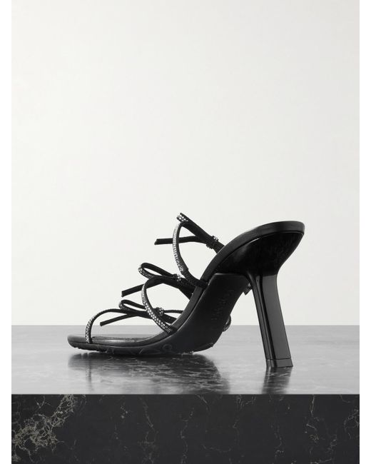 Loewe Black Petal Bow Crystal-Embellished Suede Sandals