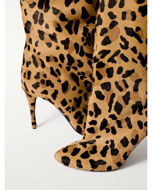 Alaïa White Leopard-Print Calf Hair Over-The-Knee Boots