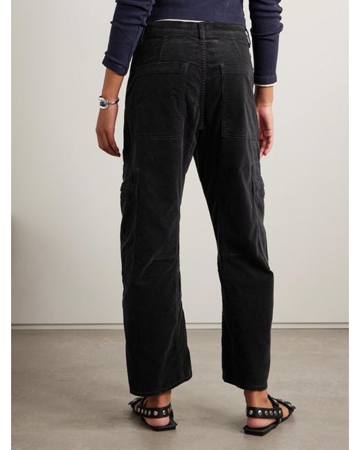 Citizens of Humanity Black Marcelle Cargohose Mit Weitem Bein Aus Cord Aus Einer Baumwollmischung