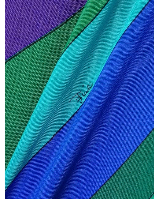 Emilio Pucci Blue Layered Cotton And Silk-Blend And Printed Jersey Maxi Dress