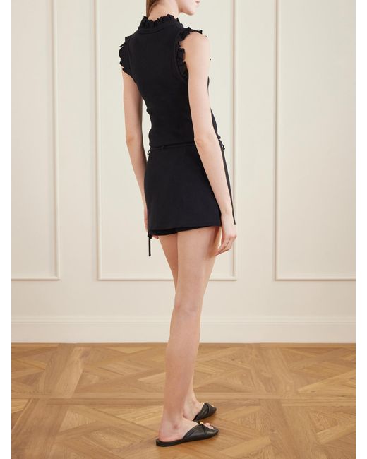 Loewe Black Paula's Ibiza Cotton And Silk-Blend Crepe Shorts