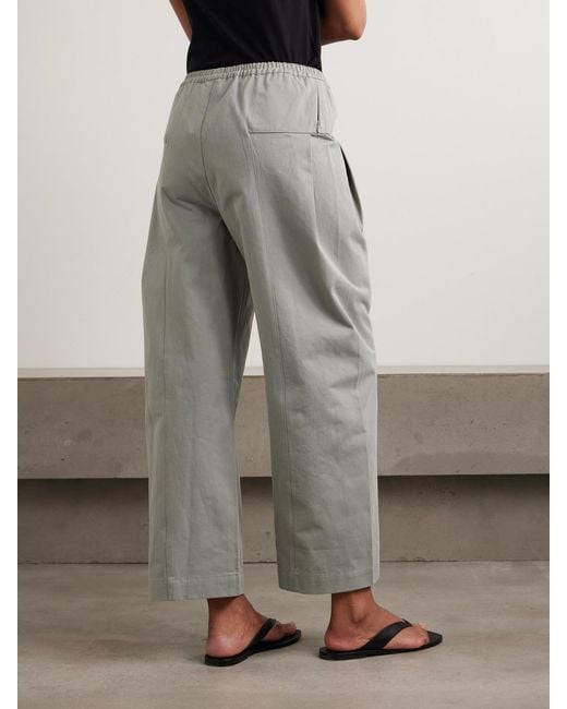 Deiji Studios Gray Pleat Organic Cotton-Twill Barrel-Leg Pants