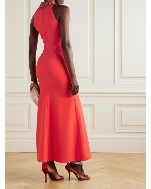 Jenny Packham Red Eclipse Robe Aus Crêpe Mit Kristallen Und Zierperlen
