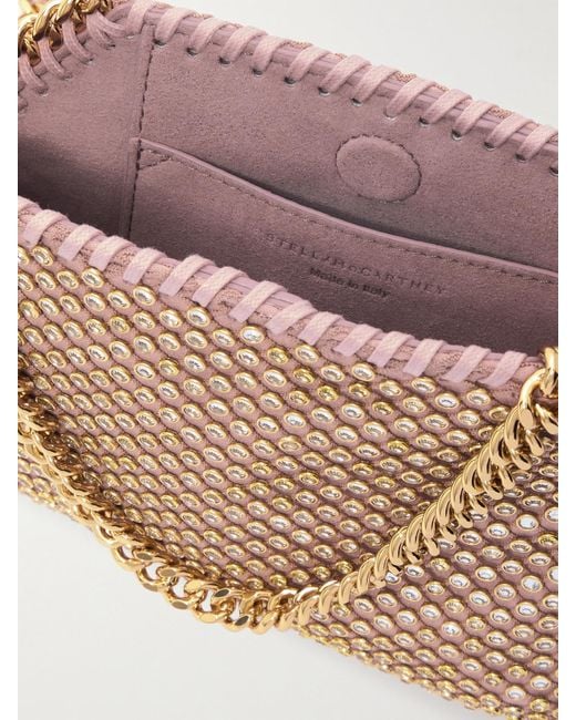 Sac Porté Épaule En Satin À Cristaux Falabella Tiny Stella McCartney en coloris Natural
