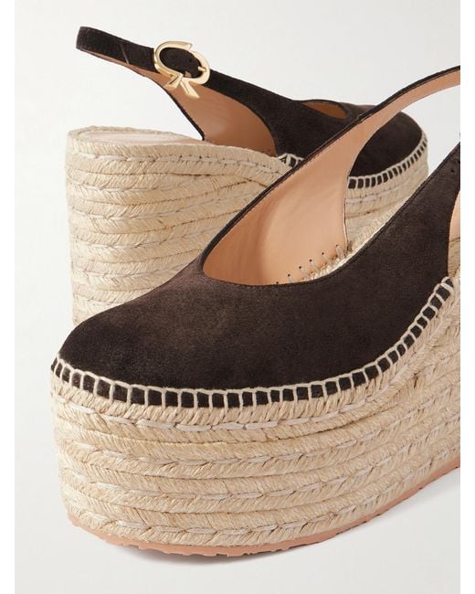 Gianvito Rossi Natural 110 Suede Slingback Platform Espadrilles