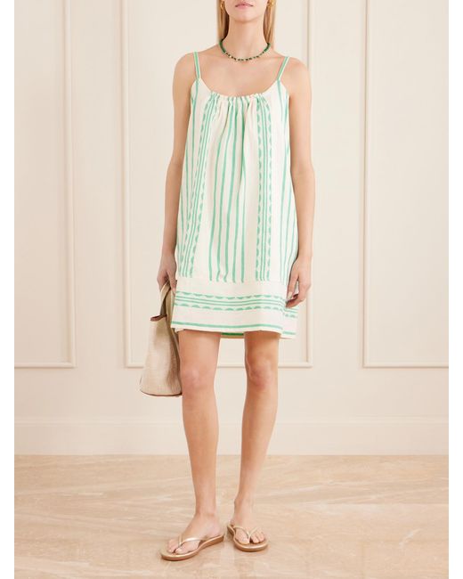 Lemlem Blue Zina Striped Cotton Mini Dress