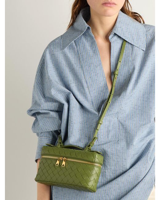 Bottega Veneta Green Bang Bang Intrecciato Leather Tote