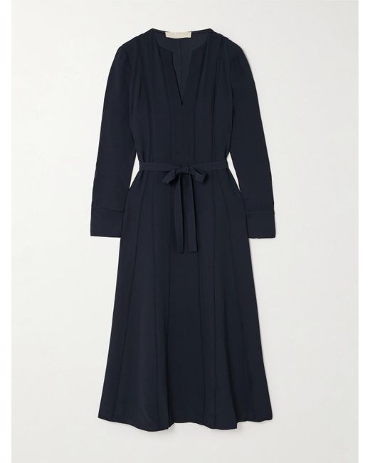 Ulla Johnson Blue Asilia Belted Crepe Midi Dress