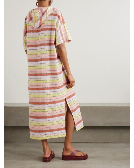 Lemlem Pink Beritu Hooded Striped Cotton-Blend Coverup