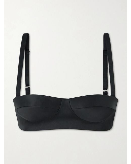 Khaite Black Selah Cotton-Blend Satin Bralette