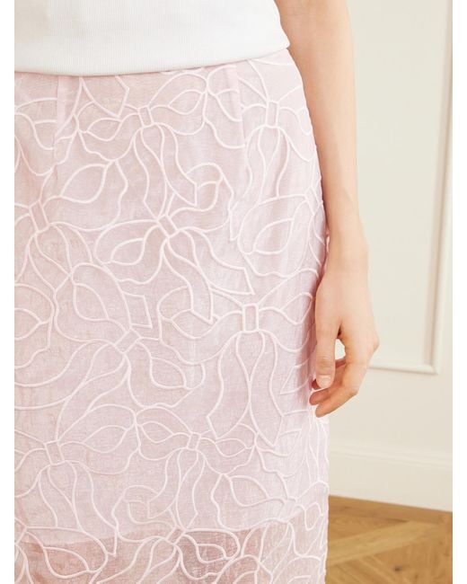 CECILIE BAHNSEN Pink Cbgus Embroidered Organza Maxi Skirt