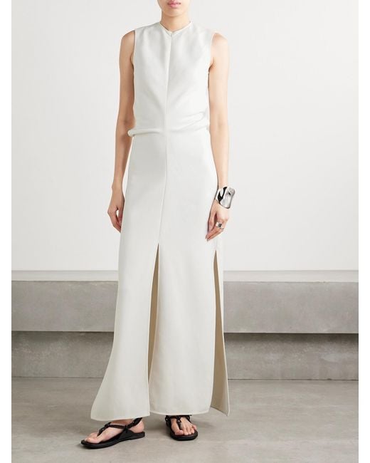 Proenza Schouler White Selene Asymmetric Draped Stretch-Crepe Maxi Dress