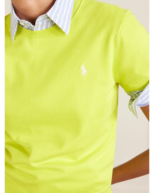 Polo Ralph Lauren Yellow Embroidered Cotton-Blend Sweater