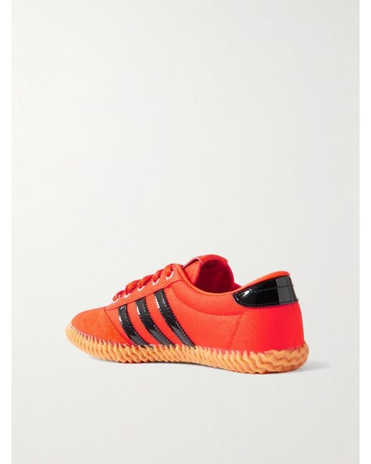 Adidas Originals Red Volley Plimsole Sneakers Aus Canvas Mit Veloursleder- Und Lacklederbesätzen