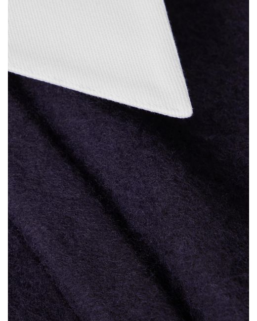 Tory Burch Blue Wool And Cotton-Blend Polo Shirt