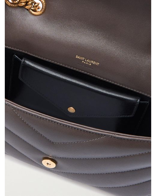 Saint Laurent Brown Loulou Schultertasche Aus Gestepptem Leder