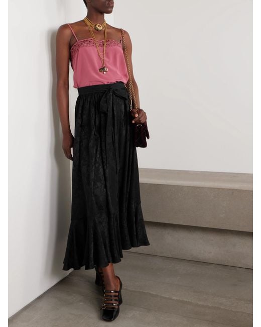 Chloé Black Midirock Aus Seiden-Jacquard