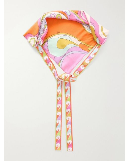 Emilio Pucci Pink Printed Silk-Twill Headscarf