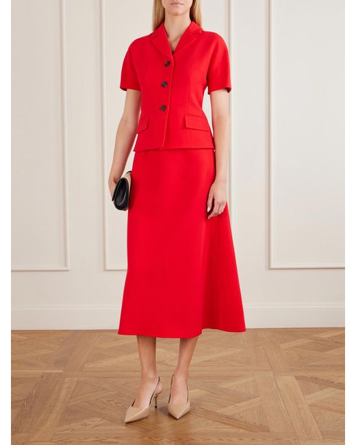 Emilia Wickstead Red Alexina Wool-Crepe Midi Dress