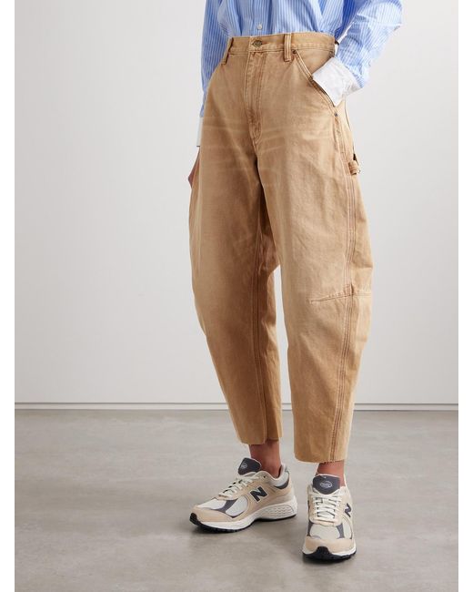 Polo Ralph Lauren Natural Cropped Cotton-Canvas Barrel-Leg Pants