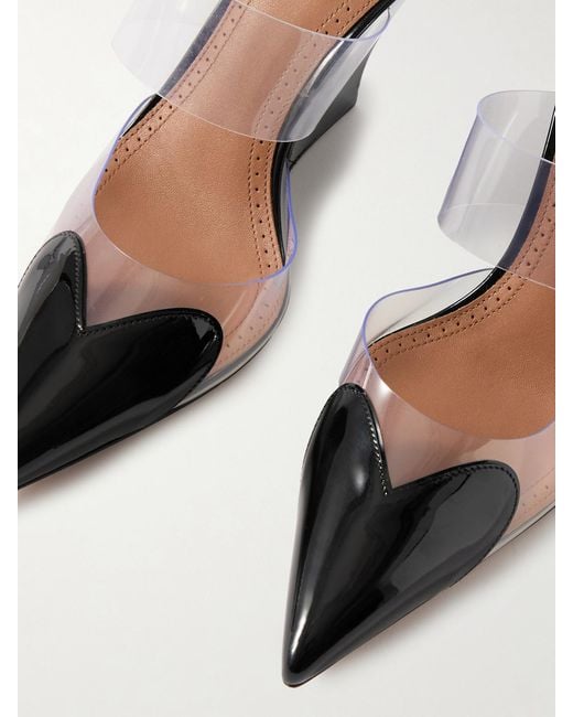 Alaïa Black Le Cœur Pvc; Leather Wedge Mules