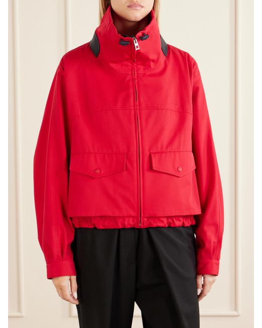 Loewe Leather-Trimmed Anagram-Embroidered Cropped Cotton And Silk-Blend Gabardine Jacket
