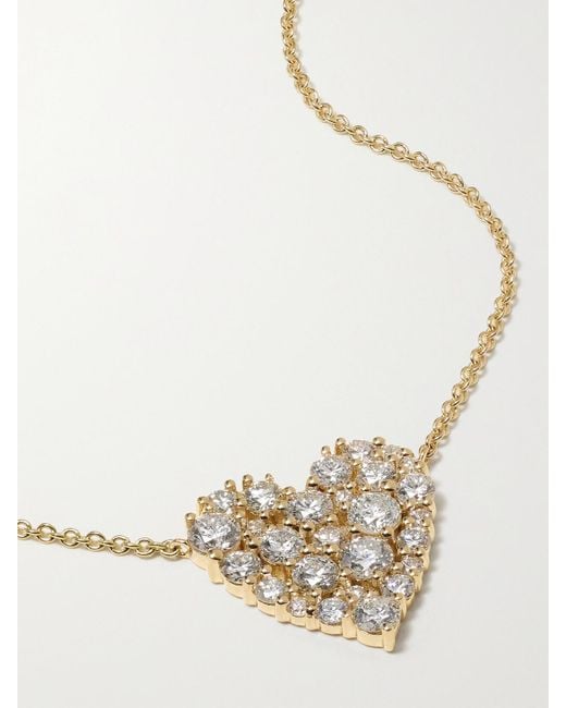 Sydney Evan Metallic Cocktail Heart 14-Karat Diamond Necklace