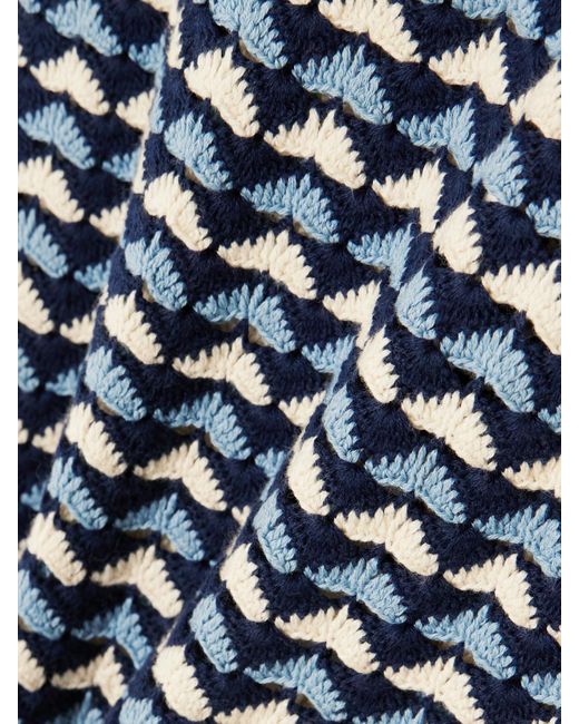 Escvdo Blue Pacifico Maxikleid Aus Gehäkelter Baumwolle