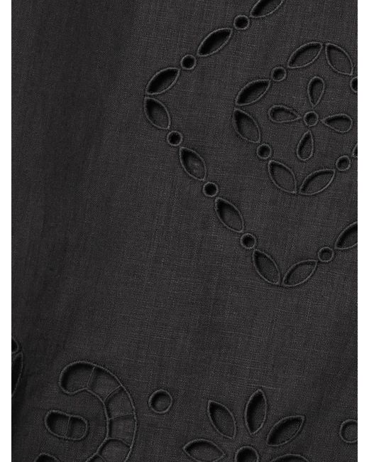 Vita Kin Black Orlando Scalloped Broderie Anglaise Linen Tank