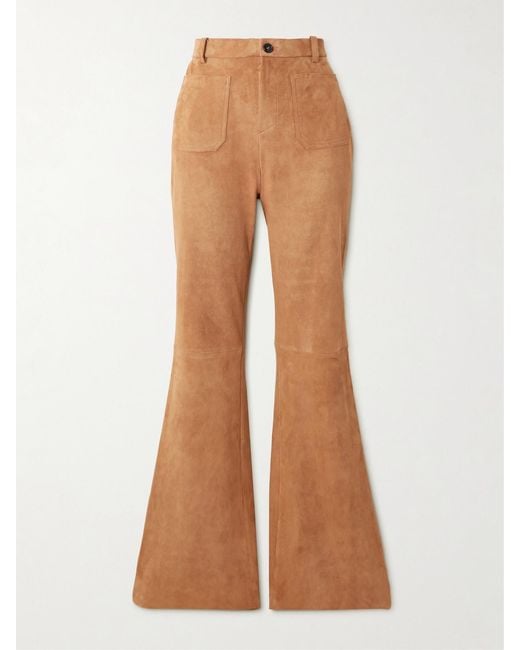 Stouls Brown Laurent Suede Flared Pants