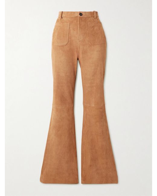 Stouls Brown Laurent Suede Flared Pants