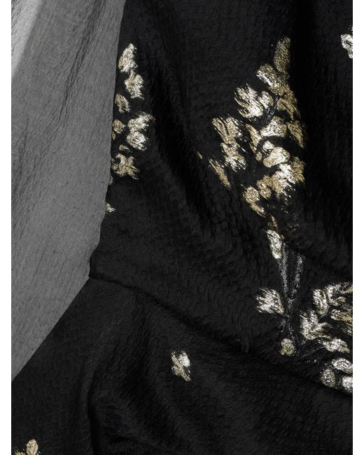 Erdem Black Layered Metallic Silk-Organza And Cloqué Midi Dress