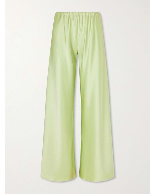 La Ligne Green Colby Satin Wide-Leg Pants