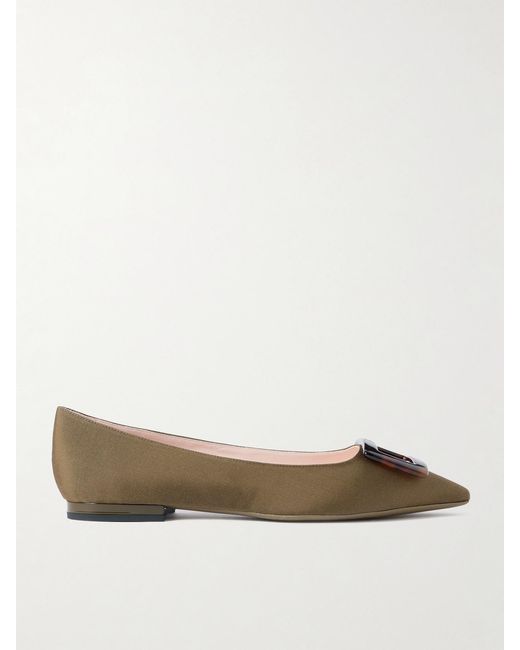 Roger Vivier Multicolor Gommettine Buckled Grosgrain Ballet Flats