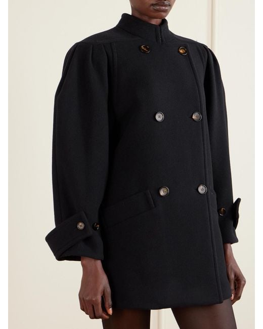 Chloé Blue Wool-Blend Double-Breasted Coat