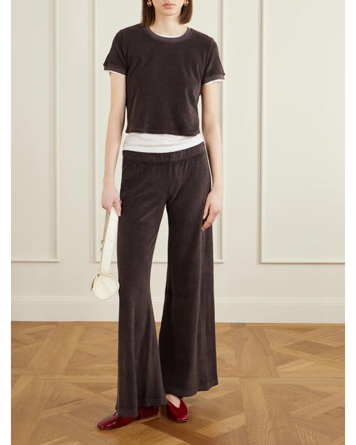 Suzie Kondi Brown Lito Cotton-Blend Terry Wide-Leg Pants