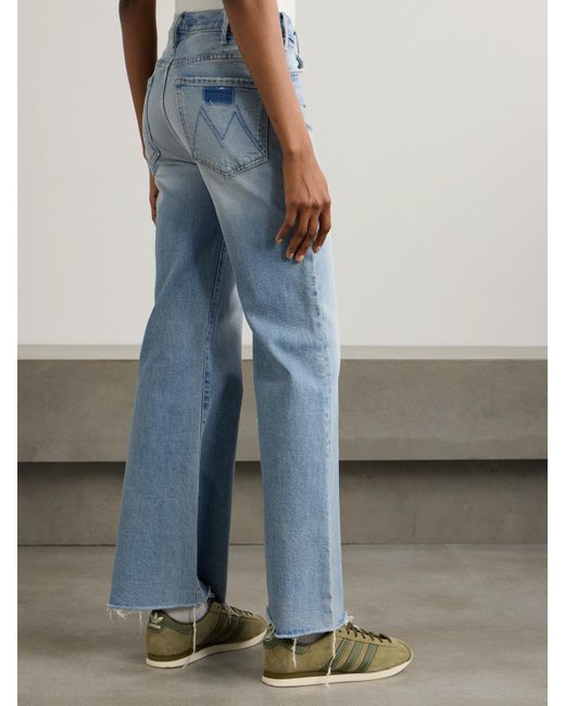 Mother Blue The Hustler Roller Frayed High-Rise Wide-Leg Jeans
