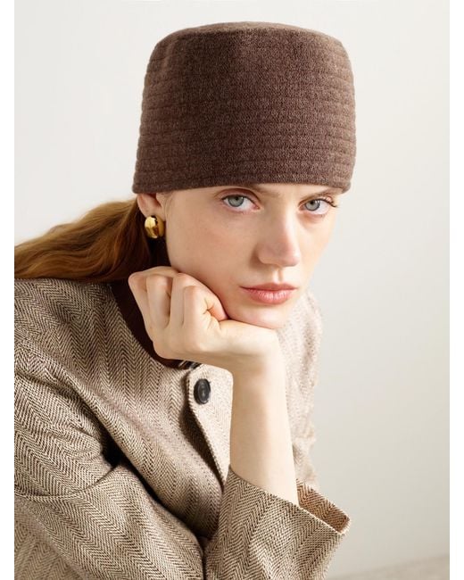Loro Piana Brown Alicia Ribbed Wool-Felt Beanie