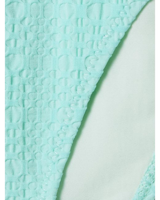 Lisa Marie Fernandez Blue Gathered Seersucker Halterneck Bikini